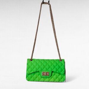 Hello, 3am Green Jelly Quilted Chain Shoulder Crossbody Bag